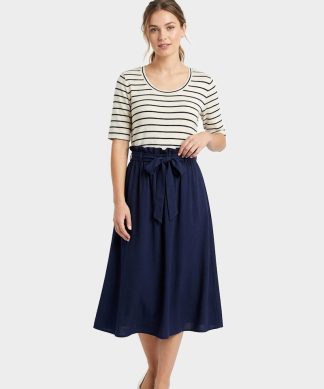 Monteau Los Angeles | Navy Blue/ White Jersey Dress